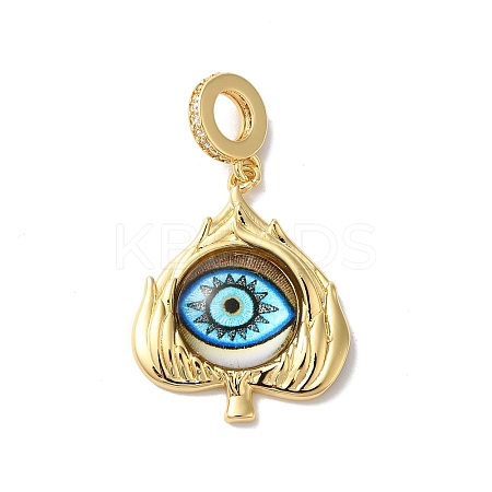 Rack Plating Brass Micro Pave Clear Cubic Zirconia European Dangle Charms KK--G504-22G-01-1