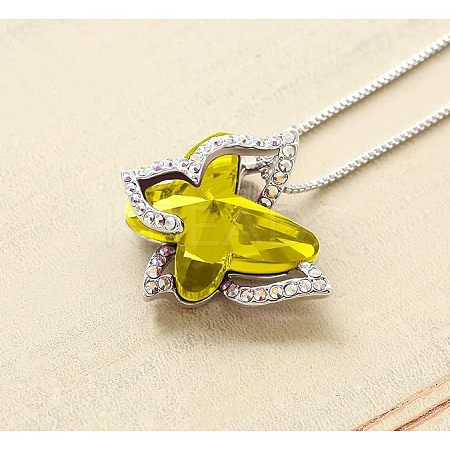 Butterfly Brass Pave Glass Birth Stone Pendant Necklaces FS-WG3BB0A-11-1
