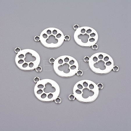 Tibetan Style Flat Round with Dog  Paw Print Alloy Links connectors LS-X-TIBE-Q045-04AS-RS-1
