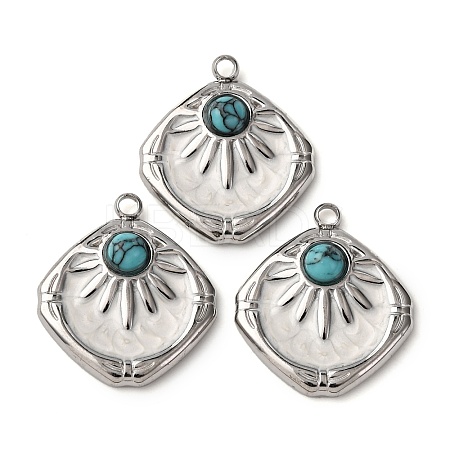 304 Stainless Steel White Enamel Pendants STAS-P406-03P-1