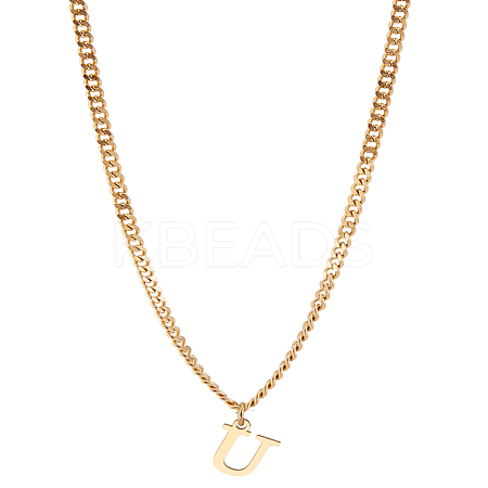 1Pc 304 Stainless Steel Letter Pendant Necklaces NJEW-LP0001-33U-G-1