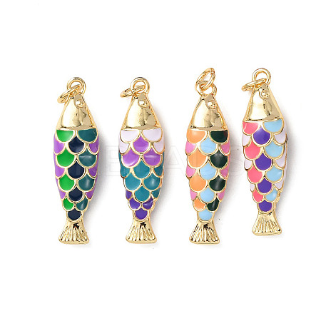 Brass Enamel Pendants KK-C143-44B-G-1