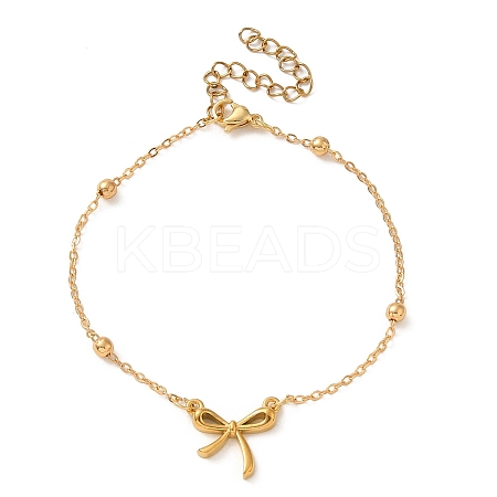 Bowknot Brass Link Bracelets for Women BJEW-TA00537-1