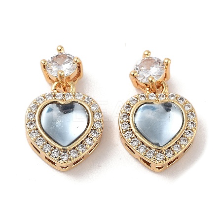 Brass Clear Cubic Zirconia Pendants KK-B102-05G-03-1