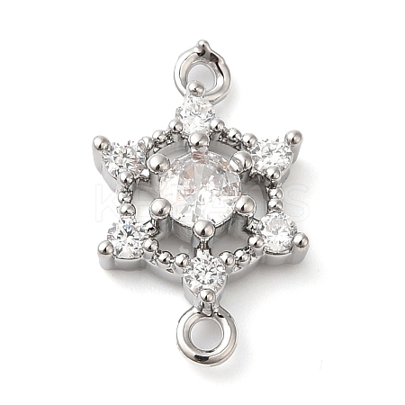 Brass Pave Clear Cubic Zirconia Connector Charms KK-G503-30P-1