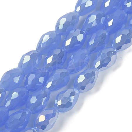 Opaque Solid Color Electroplate Glass Beads Strands EGLA-N013-J6mm-B06-1