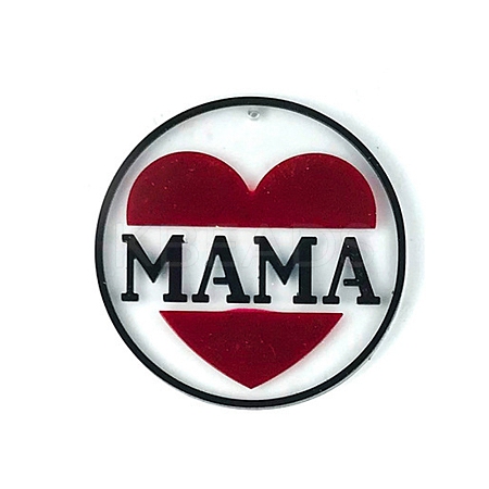 DIY Mother's Day Theme Flat Round Pendant Silicone Molds SIMO-H010-02B-1