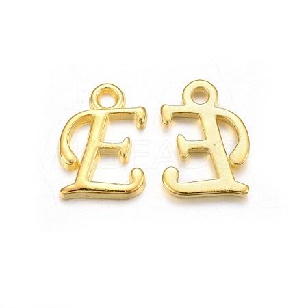 Golden Plated Alloy Letter Pendants PALLOY-J718-01G-E-1