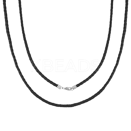 2Pcs Braided Round Leather Cord Necklace Making NJEW-BBC0001-19A-01-1