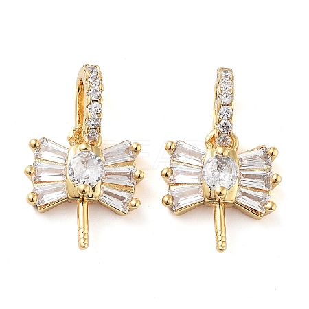 Rack Plating Brass Micro Pave Clear Cubic Zirconia Pendants KK-M280-14G-1