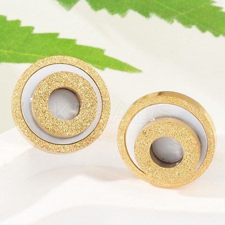 304 Stainless Steel Plastic Imitation Shell Stud Earrings EJEW-Z089-20G-1