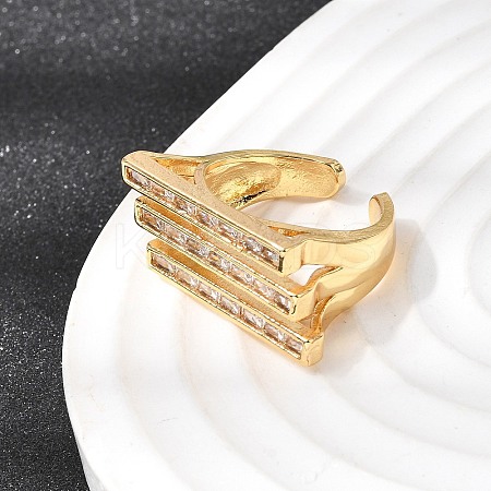 Brass Micro Pave Cubic Zirconia Cuff Rings for Women RJEW-K312-01B-G-1
