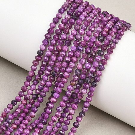 Heated Natural Sugilite Beads Strands G-B193-B01-3mm-1