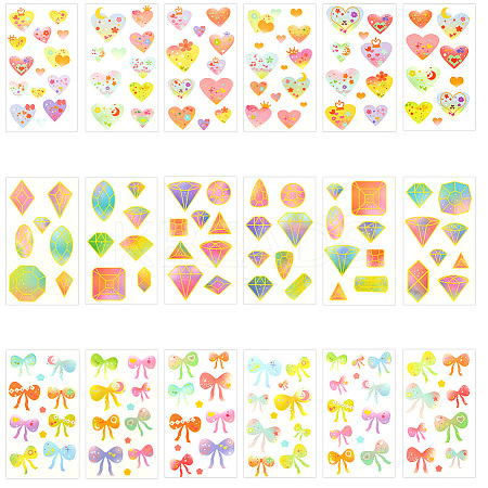 36Pcs 3 Style PVC Waterproof Self-Adhesive Picture Stickers STIC-SP0001-10-1