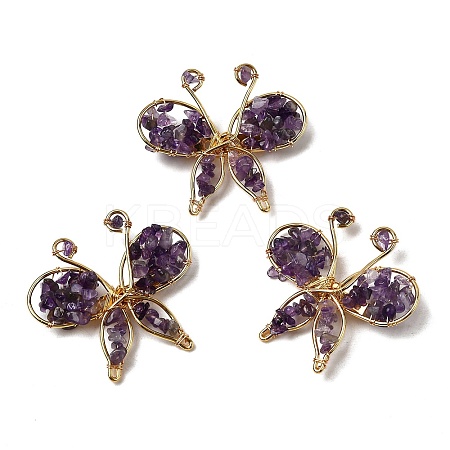 Butterfly Natural Amethyst Brooch G-A278-02G-06-1