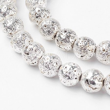 Electroplated Natural Lava Rock Bead Strands LS-G-G732-8mm-08-1