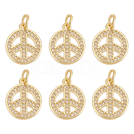 Brass Micro Pave Clear Cubic Zirconia Pendants KK-BC0013-89-1