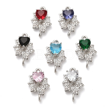 Glass Heart Connector Charms KK-M314-15P-1