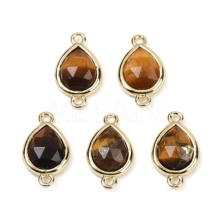Natural Tiger Eye Faceted Connector Charms G-L514-048P-04-1