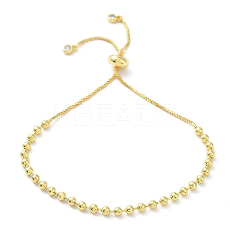 Long-Lasting Plated Brass Round Bead Slider Beacelets for Women Men LS-BJEW-E089-01G-02-1