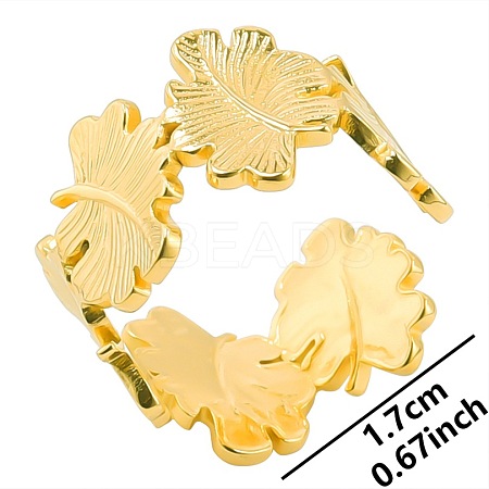 Vintage Stainless Steel Leaf Couple Rings HN4154-2-1