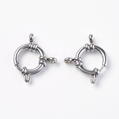 Tarnish Resistant 304 Stainless Steel Smooth Surface Spring Ring Clasps STAS-E143-02D-P-1
