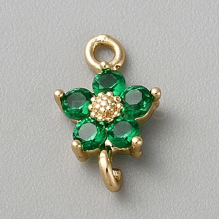 Light Gold Plated Brass Pave Glass Connector Charms KK-CJC0001-38KCG-01-1