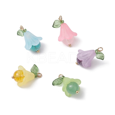 5Pcs 5 Styles Natural Amethyst & Dyed Quartz Crystal & Green Aventurine & Rose Quartz & Synthetic Green Turquoise Pendants PALLOY-TA00147-1