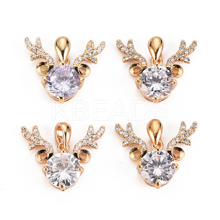 Brass Micro Cubic Zirconia Pendants GLAA-S193-014-1