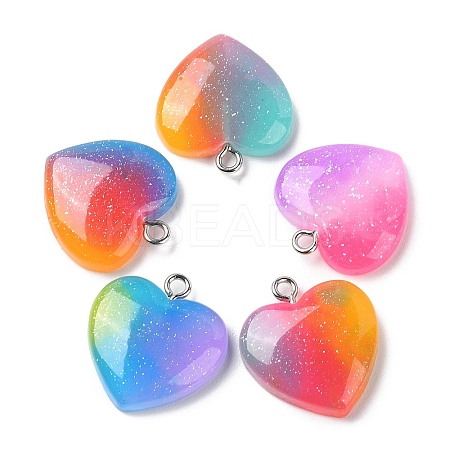 Rainbow Color Opaque Resin Pendants X-RESI-A025-04-1
