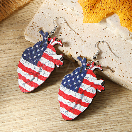American Flag Independence Day Wood Dangle Earrings and Accessories PL5125-1-1