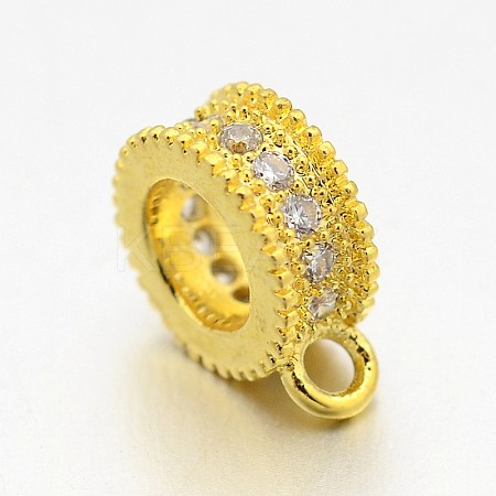 Rack Plating Brass Micro Pave Cubic Zirconia Tube Bails ZIRC-I012-05G-RS-1