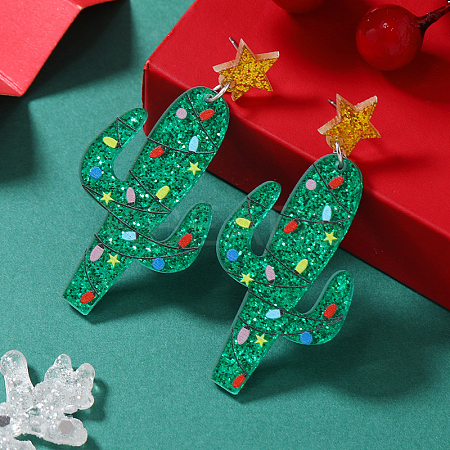 Festive Christmas Acrylic Stud Earrings for Holiday Season Celebration KD3160-6-1