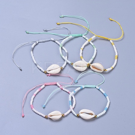 Adjustable Glass Seed Bead Braided Bead Bracelets BJEW-JB04284-M-1
