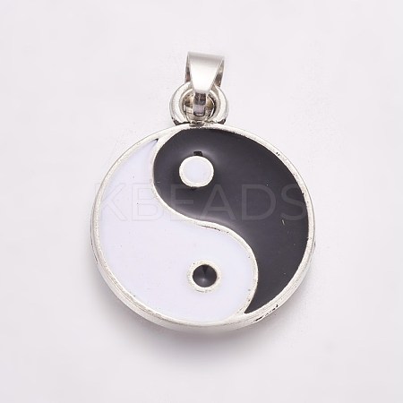 Feng Shui Black & White Alloy Enamel Pendants ENAM-J049-01AS-01-1