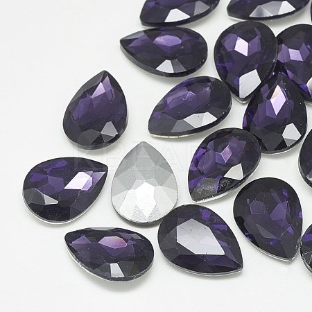 Pointed Back Glass Rhinestone Cabochons RGLA-T081-18x25mm-16-1