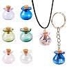 6Pcs 6 Colors Lucky Bag Shape Glass Cork Bottles Ornament AJEW-TA0001-73-3