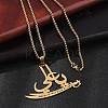 201 Stainless Steel Arabic Pendant Box Chain Necklaces for Women Men LS-NJEW-R013-04G-3