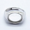 Anti-Tarnish Rhodium Plated 925 Sterling Silver Finger Ring Components STER-G027-11P-1
