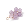4Pcs 4 Styles Natural Amethyst & Agate & Green Aventurine & Lapis Lazuli Faceted Round Beaded Flower Pendants PALLOY-TA00256-5