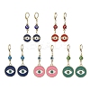 Alloy Enamel Flat Round Dangle Leverback Earrings with Brass Pins EJEW-JE05383-1