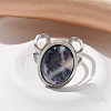 Oval Natural Sodalite Finger Rings RJEW-M062-02P-05-4