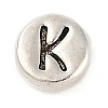 925 Sterling Silver Flat Round with Letter Beads STER-G044-01AS-K-1