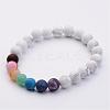 Natural Howlite & Gemstone Beads Stretch Bracelets BJEW-JB02510-02-1