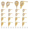 20Pcs 2 Style Teardrop Shape Brass Micro Pave Cubic Zirconia Stud Earring Findings KK-DC0003-04-1