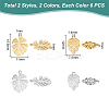 24Pcs 4 Style 304 Stainless Steel Pendants STAS-UN0048-31-3