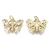 Brass Micro Pave Clear Cubic Zirconia Pendants KK-S061-70G-NR-2