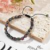 Adjustable Natural Multicolor Tourmaline and Non-magnetic Synthetic Hematite Braided Bead Bracelets BJEW-Z090-01J-1