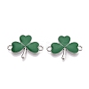 Rack Plating Alloy Green Enamel Shamrock Connector Charms ENAM-N056-354P-1