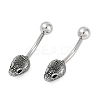 Snake Head 316 Surgical Stainless Steel Cubic Zirconia Belly Button Rings EJEW-G416-16AS-02-4